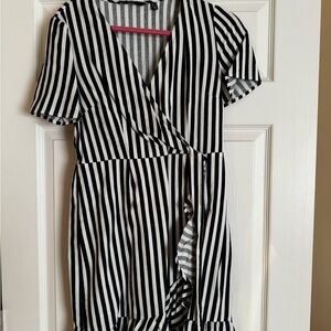 Chic Black and White Striped Dress